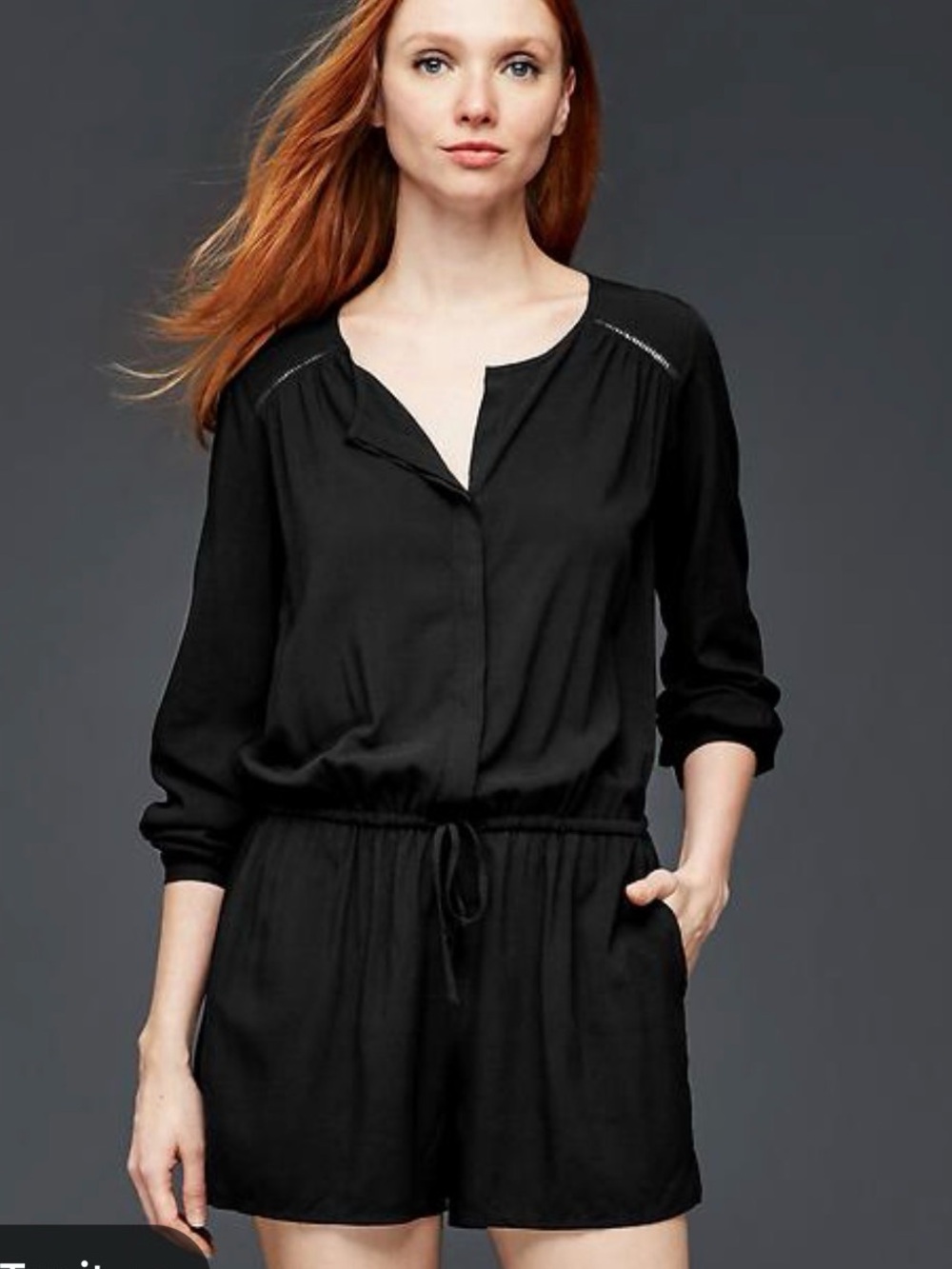 GAP Black Long-Sleeve Romper Shorts